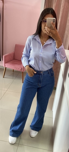 Camisa listrada - Azul/ branco