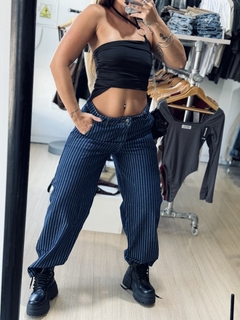 Jeans MOM CANNES rayado blue - Looke.ame