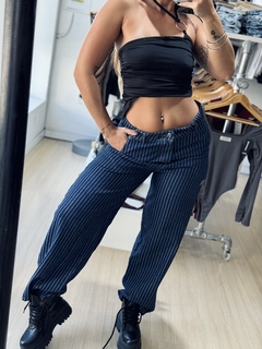 Jeans MOM CANNES rayado blue - tienda online