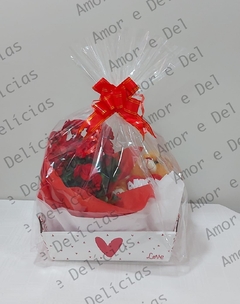 Cesta Urso Amor e Flor Begônia Vermelha - Amor e Delícias Cestas