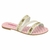 Sandália Rasteira Molekinha Rosa Bebê com Tiras Off-White e Glitter Dourado - comprar online