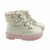Bota Coturno Infantil Feminina Off-White com Pelúcia e Corações Dourados - Ac company