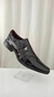 Sapato Social Masculino Preto Verniz com Fivela e Detalhes Texturizados