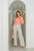 Conjunto Blusa Social Laranja Claro e Calça Pantalona Off-White - comprar online