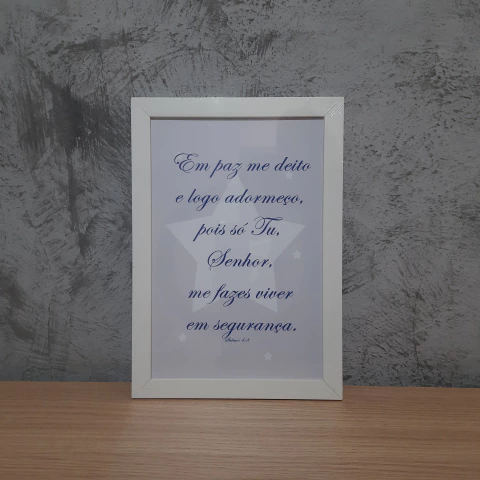 Quadro Decorativo Frase Religiosa Com Moldura Branca E Sem Vidro PRO0106