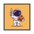 Quadro Astronauta Abóbora Halloween Fundo Laranja ART054