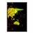 Quadro Decorativo Conjunto Com 3 Peças Mosaico Mapa-Múndi Colorido E Fundo Preto MOS250251252 - Porto Quadros