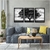 Quadro Decorativo Mosaico Árvore Em Campo Preto E Branco Conjunto Com 3 Unidades MOS068069070