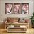 Quadros Decorativos Kit Com 3 Peças Composição De Flores Rosa Fundo Textura De Pedra FLO275276277