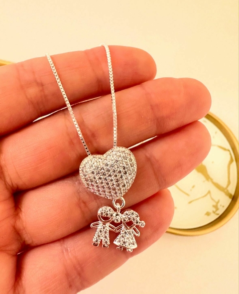 COLAR CORAÇÃO CASAL - SEMIJOIA