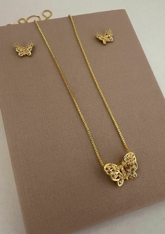 CONJUNTO BORBOLETA CRAVEJADO - SEMIJOIA