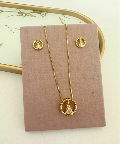 CONJUNTO NOSSA SENHORA APARECIDA - SEMIJOIA - comprar online