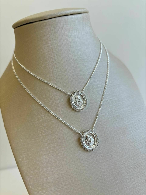 COLAR ESCAPULÁRIO SAGRADO CORAÇÃO PRATA - SEMIJOIA