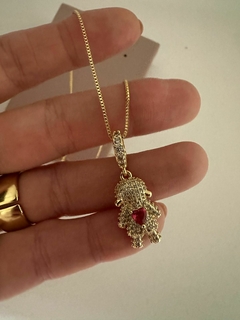 COLAR MENINA CRAVEJADO "ROSA" - SEMIJOIA