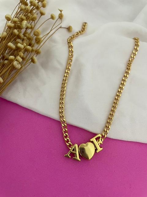 COLAR DUOS COM CORAÇÃO - VERNIZ ITALIANO