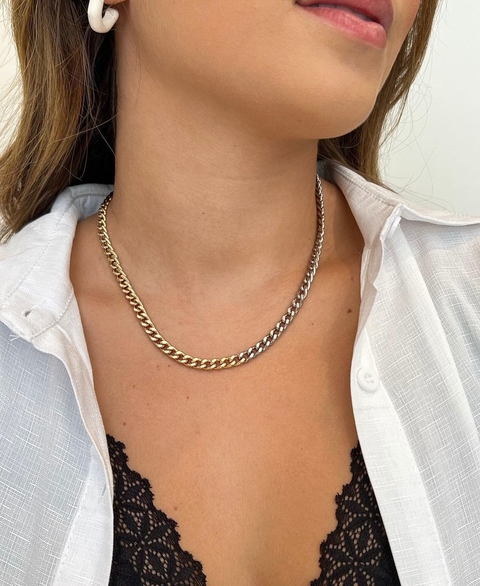 COLAR DUO PRATA COM DOURADO - VERNIZ ITALIANO
