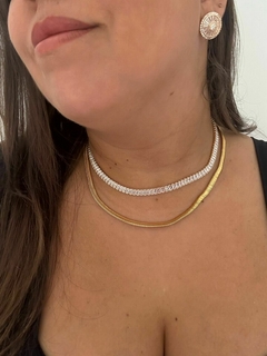 COLAR RIVIERA BAGUETE ZIRCONIA PREMIUM - SEMIJOIA - ASM ACESSORIOS