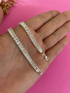 COLAR RIVIERA BAGUETE PRATA ZIRCONIA PREMIO - SEMIJOIAS - comprar online