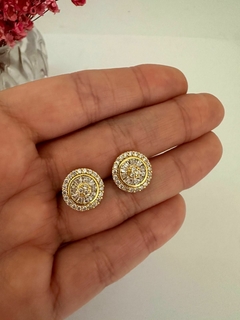 BRINCO PIZZA ZIRCÕNIA CRISTAL TAM MÉDIO - SEMIJOIA