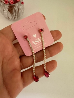 BRINCO NIVÉA VERMELHO ZIRCÔNIA - FOLHEADO OURO na internet