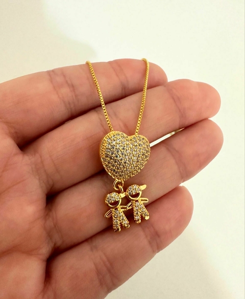 COLAR CORAÇÃO DOIS MENINOS - SEMIJOIA