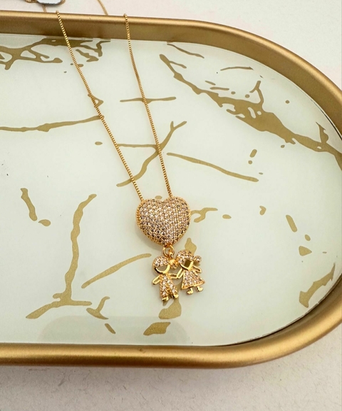 COLAR CORAÇÃO CASAL - SEMIJOIA