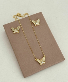 CONJUNTO BORBOLETA MADRE PÉROLA - BANHADO NO OURO 18K na internet