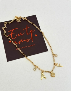 COLAR MINE CART INICIAIS BANHADO NO OURO 18K - VERNIZ ITALIANO - ASM ACESSORIOS