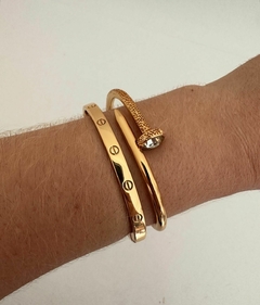BRACELETE PREGO PONTO DE LUZ BANHADO NO OURO 18K - VERNIZ ITALIANO na internet