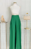 Pantalones de pierna ancha de talle alto con pinzas - comprar en línea