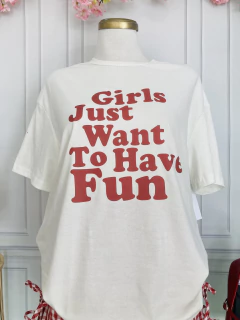 Playera basica oversize estampado letras rojas - tienda en línea