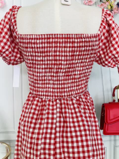 Vestido casual corto rojo cuadriculado - tienda en línea