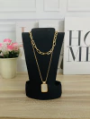Collar dos capas cadena dije rectangular - comprar en línea