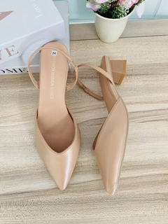 Tacones nude lisos de tacon ancho bajo en internet