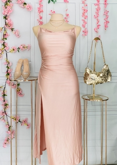 Vestido Plus Satinado de tirantes con abertura - comprar en línea