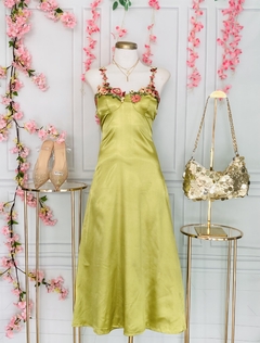 Vestido Satinado de tirantes con bordado floral - comprar en línea