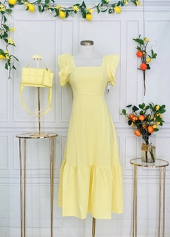Vestido largo amarillo manga de valante en internet