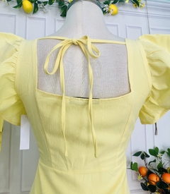 Vestido largo amarillo manga de valante - tienda en línea