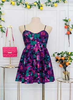 Vestido Plus corto estampado troppical tirantes finos - comprar en línea