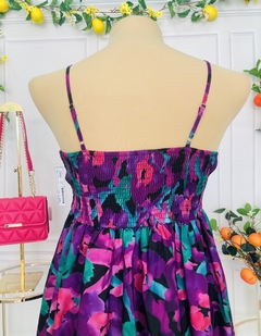 Vestido Plus corto estampado troppical tirantes finos en internet