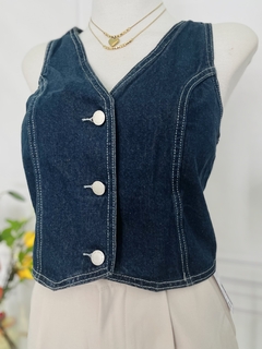 Chaleco corto de mezclilla botones frontales - AQUA Boutique