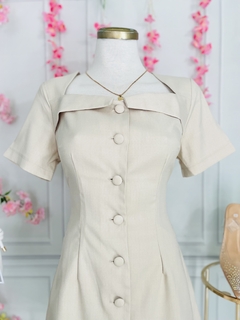 Vestido de linea A escote cuadrado con botones - AQUA Boutique