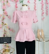 Blusa estilo peplum con aplicacion de moños - comprar en línea