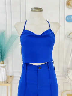 Conjunto 2 piezas Top y Pantalon recto azul rey en internet