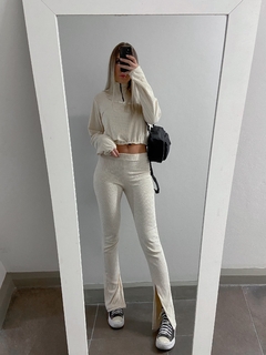 blusão zíper canelado off white - comprar online