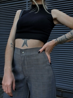 cropped regata canelado preto