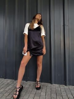 slip dress satin preto na internet
