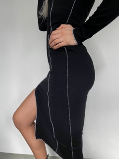 vestido square midi rework black na internet