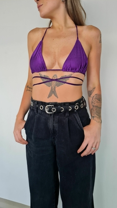 top biquíni cortininha roxo