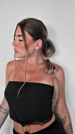 cropped bond tule preto